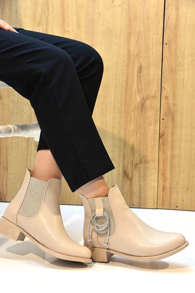 Park Moda Γυναικείες μπότες με τακούνι Thermo Anti-Slip Sole Elastic Stone Piping Detailed TEN