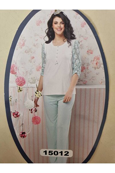 Aqua kol dantelli pijama takımı