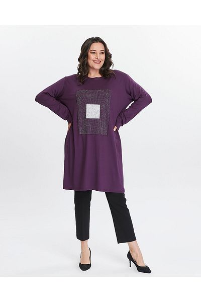 Seçkin Büyük Beden Women's plus size stone detail tunic