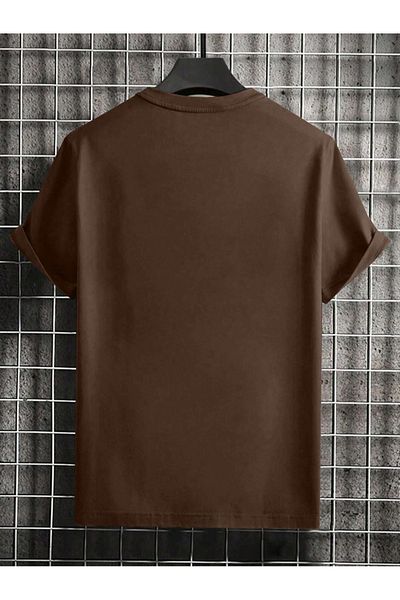 Black Sokak Beautiful New York Printed Oversize Brown Men's T-Shirt