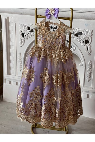 İPEKACOUTURE Rochie pentru fete cu detaliu din dantela si tul