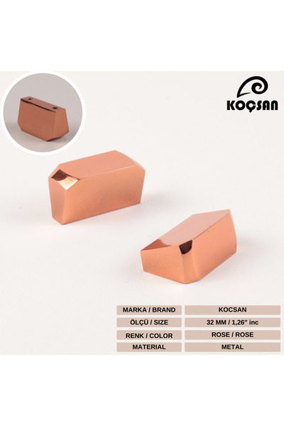 KOÇSAN Quartz Rose 32 mm Handle Luxury Country Kitchen Furniture Cabinet Drawer Handle