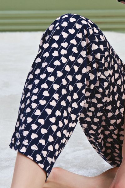 BSM Navy Blue Cotton Combed - High Quality Women's Pajamas Set, Short Sleeve and Buttoned