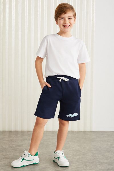 GRIMELANGE DARVELL-GRM24007 100% bavlněné šortky s potiskem pro chlapce Navy Shorts