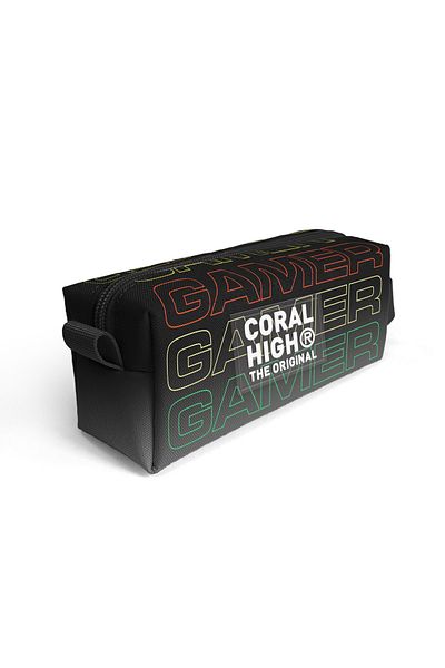 Coral High Τσάντα μολυβιού με μοτίβο Gamer Μαύρο Γκρι - Παιδική 22080