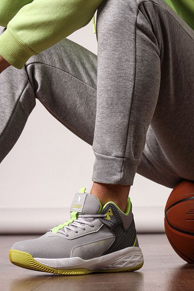 Jump 22501 Grau – neongrüne Herren-Basketball-Sneaker