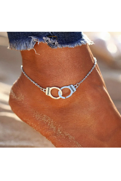 Kusakli Kelepçe Freedom Yazılı Metal Halhal