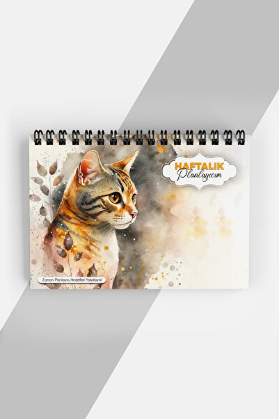 markcat مخطط أسبوعي بتصميم القطة - جدول أعمال غير مؤقت (A5) دفتر تخطيط غير مؤرخ