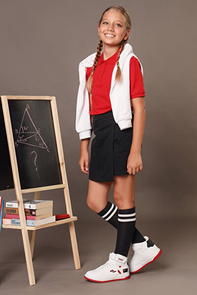 Jump 27834 Cırtlı Yüksek Bilekli Beyaz - Kırmızı Üniseks Çocuk Sneaker Günlük...