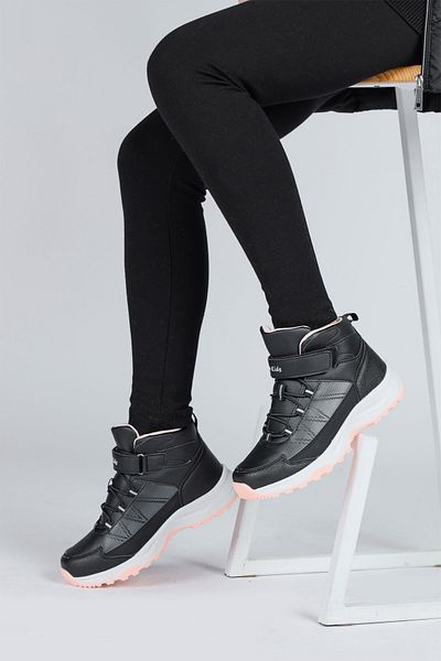 Jump 29194 Pantofi de înaltă cu velcro Negru - Roz somon pentru fete, pantofi sport, pantofi casual