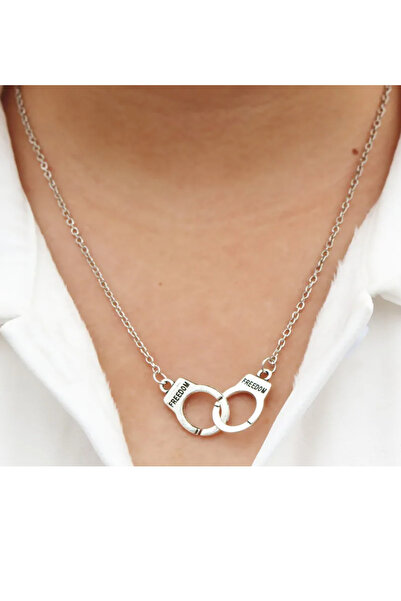 Kusakli Kelepçe Figürlü Metal Zincir Kolye