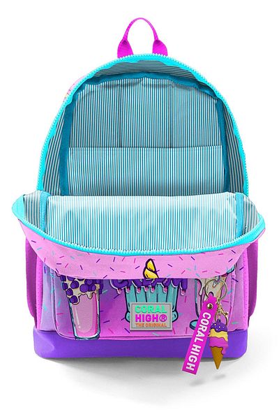 Coral High Rucsac de școală pentru copii cu model de înghețată roz violet - 23749
