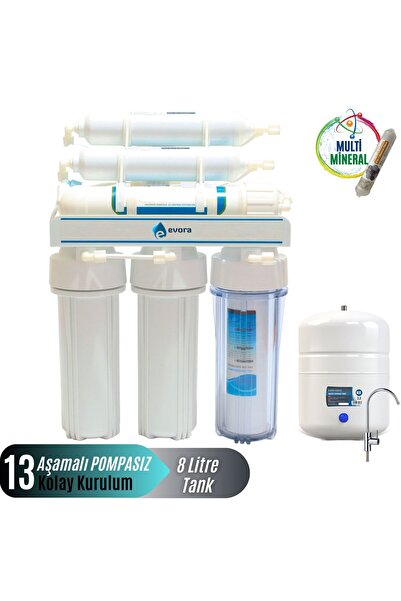Evora 13 Aşamalı 8 L Su Arıtma Cihazı Açık Kasa Pompasız