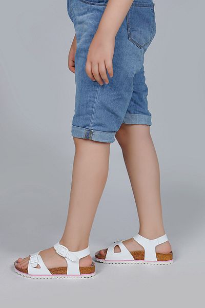 Jump 50024 Double Buckle White Girl's Sandals