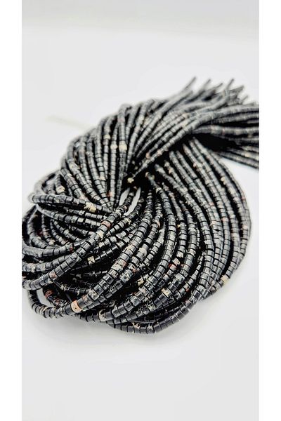 Yüksel Boncuk Ροδέλα 4x2 mm (Μαύρη) Σειρά από φυσική πέτρα Variscite