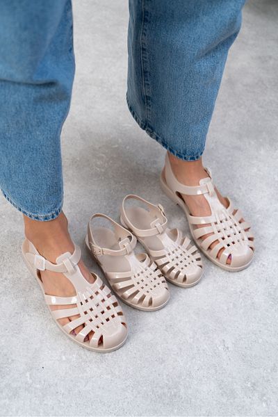 NİŞANTAŞI SHOES Anderline Jr. Beige Matte Gürtel Detail Kindersandalen