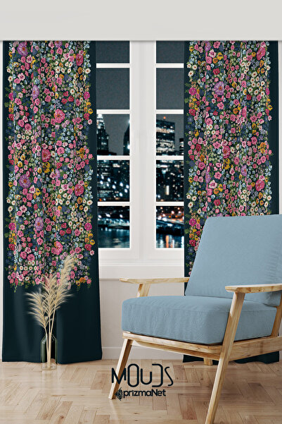 Moud's Виолетов велурено-десен хол фон за хол завеса с щампа Extrafor Gather ...