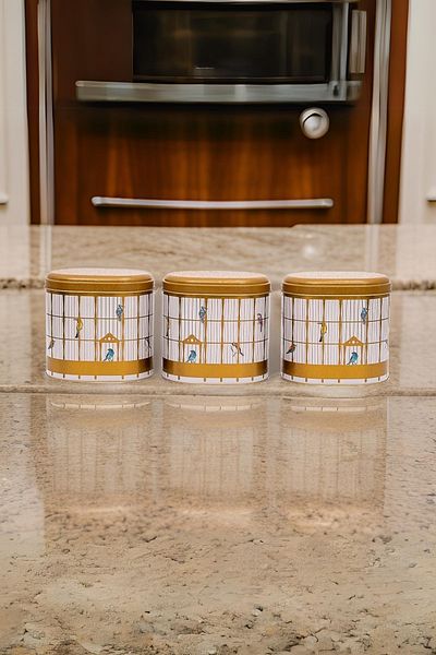 EVLE Erb07t7 Oval Metal Storage Container Set of 3, Bird Cage