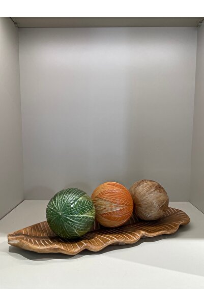 TASARIMHMODA 3 Top Yaprak Tepsi Dekor Set No:1