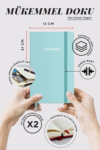 Victoria's Journals Nota Bene Classic Hard Cover Notebook, 13x21 cm, Striped