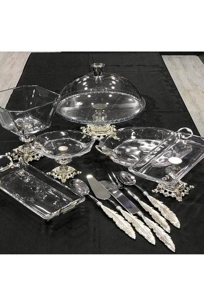 Santara Avangard Gümüş Döküm Ayak 6 Adet Sunumluk Ve Özel Tasarım 5'li Servis Setinden Oluşan Muhteşem Set