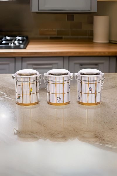 EVLE Erb19t7 Cylinder Storage Container with Lock Ø90 Set of 3 Bird Cage