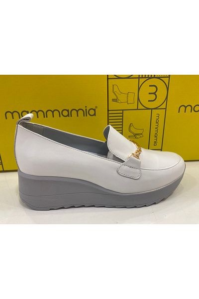 Mammamia D24YA-3745R Women's Leather Casual Shoes white