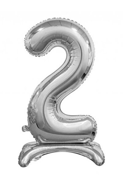 BEST PARTİ DOĞUM GÜNÜ PARTİ SÜSLERİ 2 Silver Color Footed Number Foil Balloon...