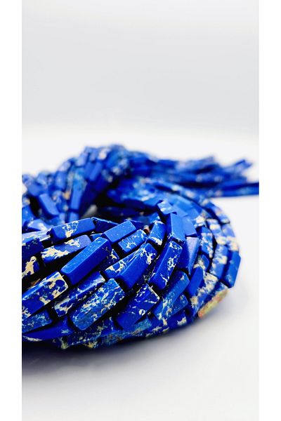 Yüksel Boncuk Σειρά από φυσική πέτρα 4x13 mm Cornered Variscite (Navy Blue).