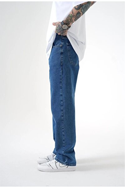 çerme Men's Relaxed Baggy Dark Blue Jean Pants