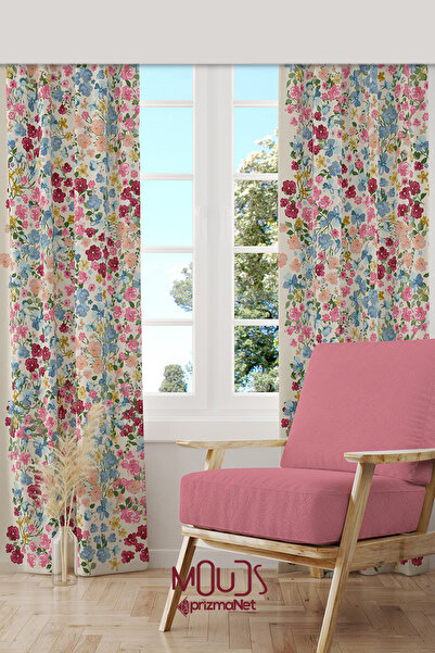 Moud's Colorful Pastel Flower Suede Living Room Hall Background Curtain Print...