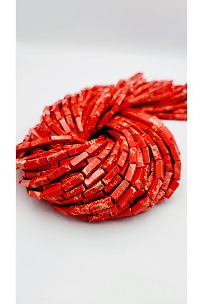 Yüksel Boncuk 4X13 mm Red Cornered Variscite Stone Natural Stone String