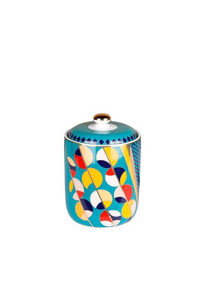 Lucky Art Leslie Bone - 16 cm Geometric Patterned Porcelain Jar