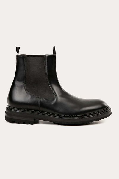 Green George Black Leather Boots 10 - With Rubber Band