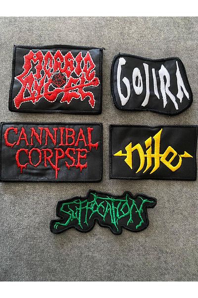 icase Set de 5 trupe de death metal - Suffocation, Morbid Angel, Nite Gojira, Cannibal Corpse Peç Patch