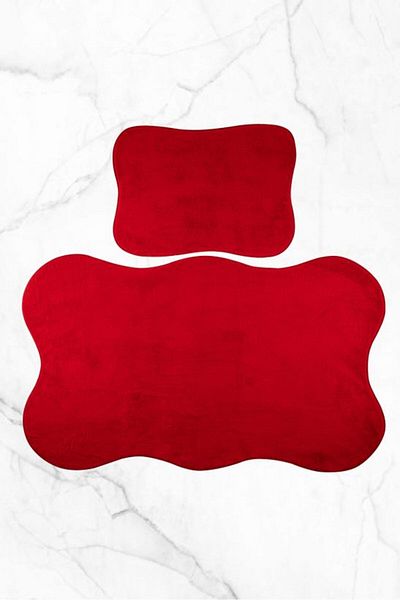 lohusahamile Set de 2 covorașe de baie de dimensiuni mari 80x140 50x70 cm Set de scaune de toaletă cu bază anti-alunecare 80x140 roșu
