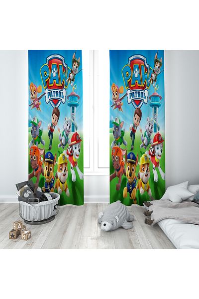 adenkahome Personalized, PAW Patrol Pattern Children's Room Background Curtain Single Wing