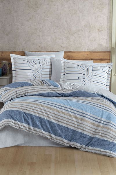 Hobby Debora Blue Double Ranforce Duvet Cover Set