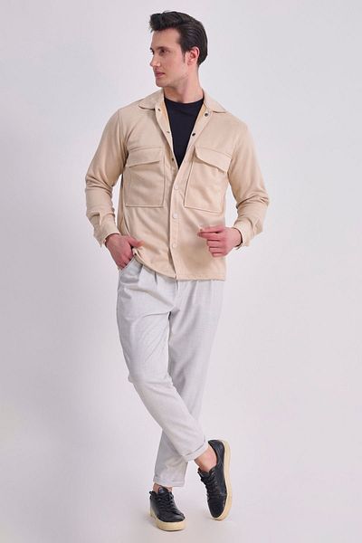 RELAXL Unisex Regular Fit Snap Fastener Μαύρο πουκάμισο Nubuck Συνδυασμός γραφείου