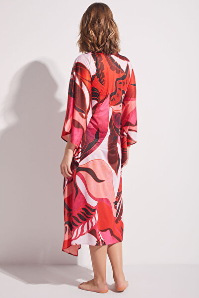 Kom Tina Desenli Uzun Pareo Elbise