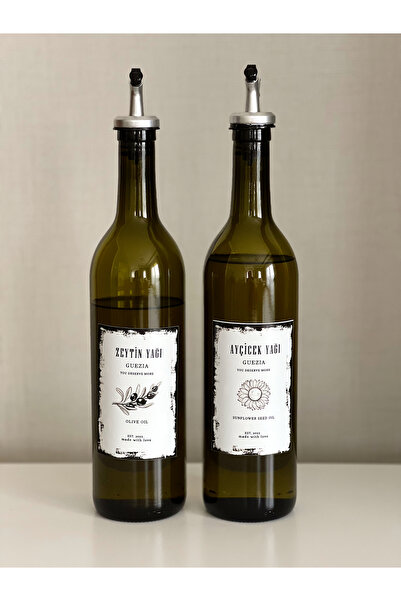 GUEZIA 2'li 750 ml Zeytinyağı Ayçiçekyağı Sıvıyağ Şişesi Yağdanlık Yağlık