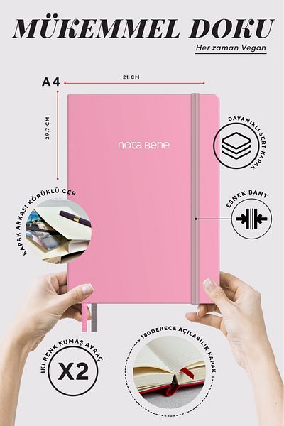 Victoria's Journals Nota Bene Premium Hard Cover Notebook, 21x29 cm, Striped