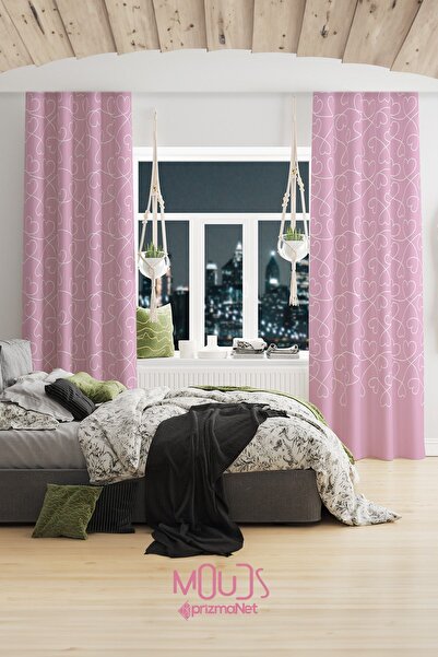 Moud's Розови сърца от велур за хол, фон за хол, щампована завеса за събиране...