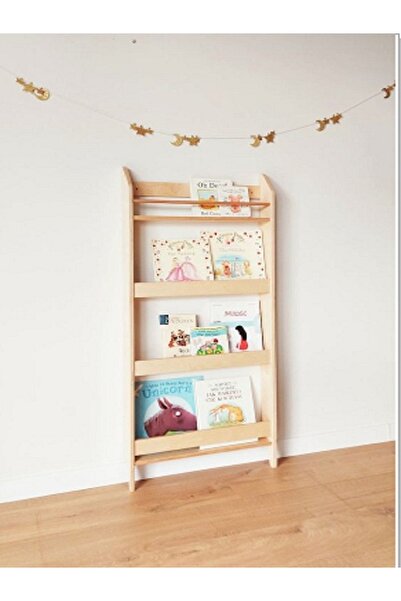 hommy Zara Doğal Masif Ahşap Montessori Kitaplık