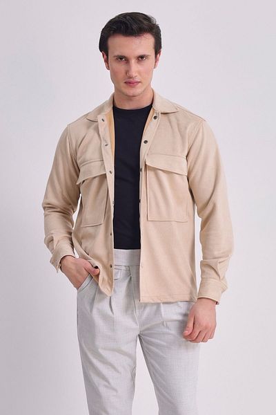 RELAXL Unisex Regular Fit Snap Fastener Μαύρο πουκάμισο Nubuck Συνδυασμός γραφείου