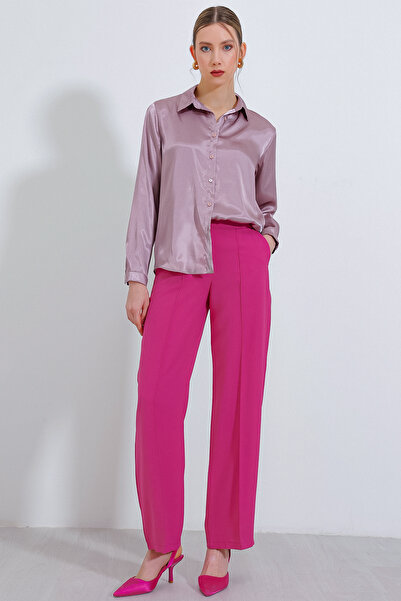 Bigdart Women's Dried Rose Light Flowing Satin Shirt 3964