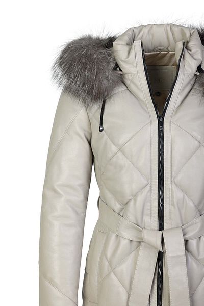 Tamer Tanca Genuine Leather Women's Coat - Powder Color