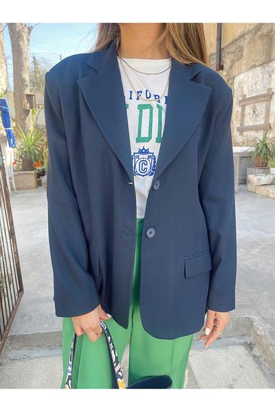 My Blog Dámská tmavě modrá bunda Polyviscon Blazer