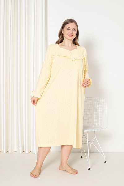 SEBOTEKS 100% Cotton Seasonal Long Sleeve Combed Plus Size Mother's Nightgown 180