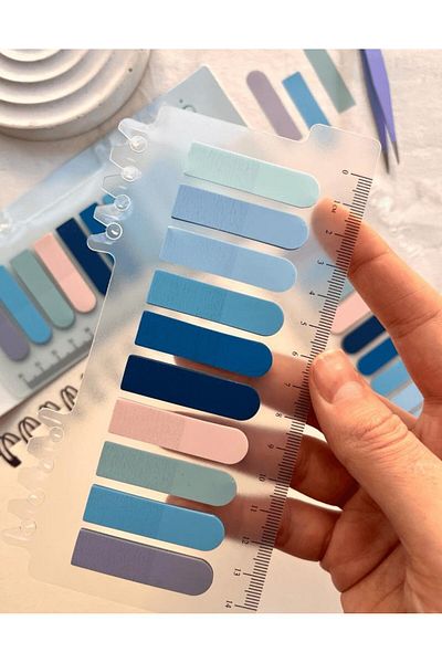 ACUTO 10 Color Soft Post-it Ruled Blue Tones Round Transparent Pet Index Sticker Sticky Note